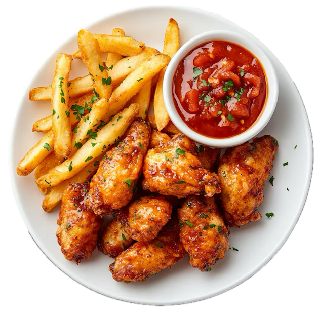 Portion of Fries with Chicken Wings (9 pieces)